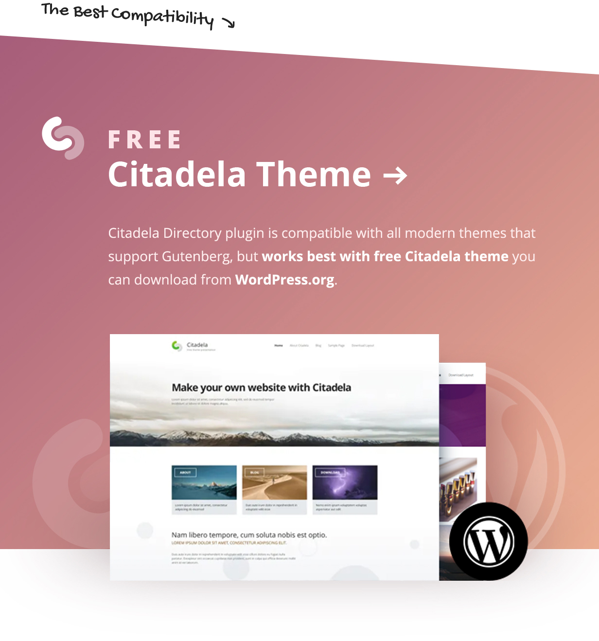 Free Citadela Theme for the best plugin compatibility