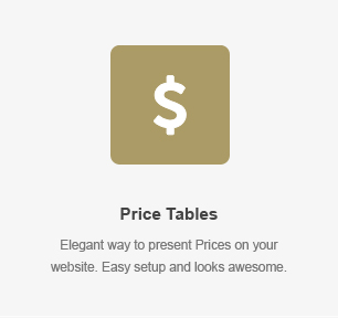 Elemento de tablas de precios